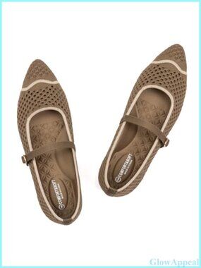 Knitted Mesh Ballet Flats Pointed Toe Buckle Strap Washable